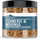 Earthborn στοιχεία Turmeric & Moringa 200 κάψουλες, καθαρό & μη αραιωμένο, χωρίς πρόσθετα