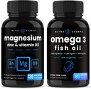 NutraChamps Magnesium Zinc & Vitamin D3 Capsules and Omega 3 Fish Oil Capsules 2 Pack Bundle
