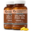 Carbamide Forte Salmon Fish Oil Omega 3 Capsule 1000 mg | 90 Softgel Capsules | EPA 180 mg & DHA 120 mg | Supports Heart, Joints, Bones & Skin (Pack of 2)