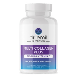 DR. EMIL NUTRITION Multi Collagen Peptides Plus Βιοτίνη και βιταμίνη D - Βιοτίνη και Collagen Συμπληρώματα για το δέρμα των μαλλιών και τα νύχια - Βιοτίνη χάπια για την ανάπτυξη των μαλλιών