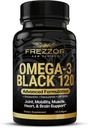 FREZZOR Omega 3 Black - Green Lipped Mussel Oil Capsules, Made in New Zealand, UAF1000+, No Fishy Aftertaste, 120 Count (Pack of 1)