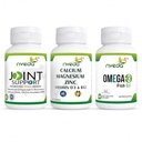 Nveda Omega 3 Fish Oil + Joint Support & Calcium Tablets Combo | Glucosamine, Collagen Type II, Calcium, Magnesium, Zinc, Vitamin D3 & B12 | Supports Heart, Bones & Joint Health | Pack of 3