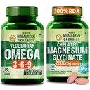 Vlado's Himalayan Organics Omega 3 6 9-2000mg/Serving I Vegetarian Omega 3 I Source from Flax Seed I Support Muscle,Bone,Heart & Skin + Chelated Magnesium Glycinate Supplement 2000mg for Men & Women