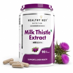HealthyHey Nutrition Milk Thistle Capsules For Liver Health - High Strenght -Extract - 90 Veg. Capsules