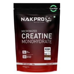 NAKPRO NUTRITION Micronised Creatine Monohydrate | 100g (33 Servings) | Unflavoured | Trustified Certified | Rapid Absorption Pre/Post Workout