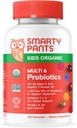 SmartyPants Organic Kids Multivitamin Gummies: Probiotics, Omega 3 (ALA), Vitamin D3, C, Vitamin B12, B6, A, K & Zinc για την ανοσοποιητική υποστήριξη, Biotin, Τρία Fruit Flavors, 120 Count (30 Day Supply)