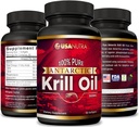 Antarktika Krill Oil Softgels 100% Pure with Omega-3 EPA DHA Astaxanthin 1000 mg per Day (2 Softgels). ABD'de Made in the USA