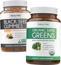 Black Seed Oil Gummies & Super Greens (1-Month) - Daily Green Boost - Black Seed Oil Gummies Ginger Ale Flavor Cold-Pressed Nigella Sativa & Organic Super Greens Tamam Super Food Supplement