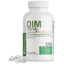 Bronson DIM συμπλήρωμα 200 MG Diindolymethane με BioPerine για ενισχυμένη απορρόφηση, οιστρογόνο μεταβολισμό & διατηρεί ισορροπημένα επίπεδα ορμονών, 120 κάψουλες χορτοφάγων