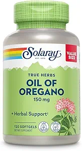 SOLARAY Oregano Softgels 150 mg - Güçlü Sağlık Desteği için Oregano Petrol Supplement - Nazi Zeytinyağı - Vegan, 60 Gün Garantisi - 120 Hizmet, 120 Softgels