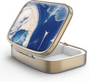 Pill Case Pill Box with Mirror Retro 2tment Small Pill Case for Purse or Pocket Bronz Rectangular Pill Box or Vitamins, Fish Oil, Supplements, Pill Containe Travel Things (Marble Paint)