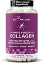 Move & Glow Collagen Pills for Women & Men - Vegetarian Multi-Collagen (Type I-V-X) 9 Plant bazlı Superfoods for Skin Health & Ortak Destek - Biotin, C vitamini, Vitamin E, 60 Vegetarian Capsules