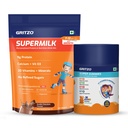 Gritzo SuperMilk Growth (7-12y Boy), 800g + Multivitamin Gummies