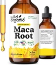 Wild & Organic Maca Root Liquid Drops for Men & Women - Peruvian Maca Tincture for General Support - Vegan, Sugar & Alkol Özgür Tamam - 4 fl oz