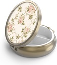 Pill Case Pill Box with Mirror Retro 3 Retment Small Pill Case for Purse or Pocket Bronze Small Roud Pill Box or Vitamins, Fish Oil, Supplements, Pill Containe Travel Hediyeleri (Vintage Floral)