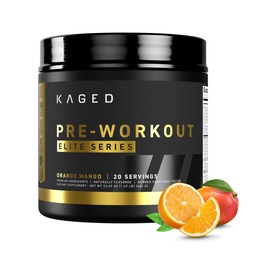 Kaged Pre-Processed Powder Elite για άνδρες & γυναίκες, High Simulant για την ενέργεια, Focus, Αντλίες, L-Citrulline, Beta Alanine, Creatine & 388mg οργανικής καφεΐνης, Orange Mango