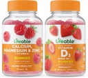 Lifeableuba, Magnezyum, çinko & Vitamin D + Vitamin D 5000 IU, Gummies Sche - Great Tasting, Vitamin Supplement, Gluten Free, GMO Free, Chewable