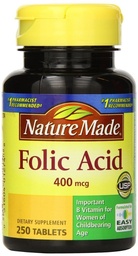 Φύση Made Folic Acid 400 mcg 250 Count (4 Pack)