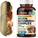 BIO KRAUTER Δεκάδες Mushroom Complex κάψουλες 2100 mg Blend - 100 Vegan Caps - 12 Extracts in One Mushroom Supplement for Immune Support - Lions Mane, Reishi, Cordyceps