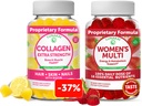 Lunakai Collagen and Women's Multivitamin Gummies Bundle - Συμπληρώματα Αντιγήρανσης χωρίς ΓΤΟ με Βιοτίνη, Ψευδάργυρο, Βιταμίνη C και Ε - 100% Καθημερινή Αξία 16 Ουσιαστικών Βιταμινών και Ορυκτών - 30 Ημέρες Προσφορά