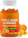 Collagen Peptides Gummies with Biotin, Vitamin C & E for Women & Men - Premium Hydrolyzed Collagen Type I & III for Hair, Skin & Nails Support - Gluten-Free, Non-GMO - 60 Gummies (30 Servings)
