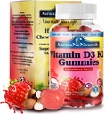 D3 K2 Vitamin 10000 IU, Sugar Free Vitamin D3 K2 Gummies w. Pro & Pre, Chewable Vitamin D3 ve K2 (MK-7) Bone, Teeth, Immune, Heart & Digest Health,uba Abors丨Plant-Based