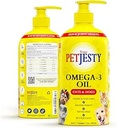 PetJesty Pure Omega 3 Oil for Dogs & Cats 26.39oz - Omega 3 Skin & Coat Support- Liquid Food Supplement for Pets - Vegan pet + DHA for Joint Function, Immune & Heart Health, Non Fish Oil Dog and Cat