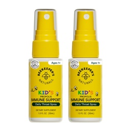 Beekeeper's Naturals Kids Propolis Throat Spray 95% Bee Propolis Extract - Φυσική Ανοσολογική Υποστήριξη & Ανακούφιση, Αντιοξειδωτικά & Χωρίς Γλουτένη, 1,06 oz (Pack of 2)