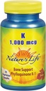 Nature's Life Vitamin K 1000mcg | Phylloquinone K-1 Supplement, Sağlıklı Bones & Cardiovascular Destek | 50CT