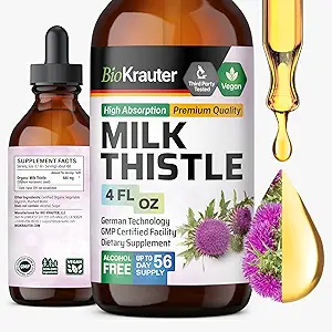 BIO KRAUTER Süt Butle Ekstra - Silymarin Süt Butle Supplement - Vegan, Alkol & Sugar Free Liver Cleanse Detox Drops - 4 fl ozle