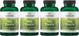 Swanson Milk Thittle (Standardized) - Βότανο συμπλήρωμα υποστήριξης ήπατος w/ 80% Silymarin - Φυσική φόρμουλα Βοηθώντας στη διατήρηση της συνολικής υγείας & ευεξίας - (120 κάψουλες) (4 Συσκευασία)