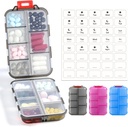 3 Pack 14 GRIDS Seyahat Pill Organizer Box ile Etiketler - Travel Medicine Case Kit - Pocket Daily Eczanesi Konteyner - Balık Yağ Vitamini Ek Depolama için Seyahat İlaçları - Clear Oil For Fish Oil Vitamin Supplement Storage - Clear