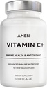 Amen Vitamin C+ Supplement with çinko, Bioflavonoids, Quercetin, Rose HIPS, Elderberry – Vegan, Non-GMO – 2 Ay Supply - 120 Capsules
