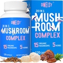 Mushroom Supplement 2600mg, 20-in-1 Mushroom Complex, with Lions Mane, Cordyceps, Reishi, Turkey Tail, Chaga - Συμπληρώματα εγκεφάλου για τη μνήμη και την εστίαση, Συμπληρώματα μνήμης, Mood, Ανοσία, 120 κάψουλα