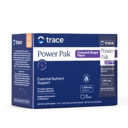 Trace Minerals Power Pak Multivitamin and Multimineral Packets - Υποστήριξη ηλεκτρολυτών - 1200 mg Βιταμίνη C Plus 70 Concord Grape Flavor - 30 Packets