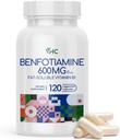 VHC Βιταμίνη Β1 Benfotiamine 600mg Συμπλήρωμα - 5X Χρόνος Λιποδιαλυτή θειαμίνη Βιταμίνη Β1- Max Boost Βιοδιαθέσιμη θειαμίνη Β1 Επίπεδα-120 Κάψουλες λαχανικών,Μη-ΓΤΟ, Χωρίς σόγια Κατασκευασμένη στις ΗΠΑ