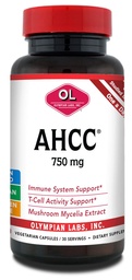 Olympian Labs Premium AHCC Supplement 750mg AHCC ανά κάψουλα – Υποστηρίζει την Ανοσολογική Υγεία, τη λειτουργία του ήπατος και τη δραστηριότητα των φυσικών κυττάρων Killer - 30 κάψουλες