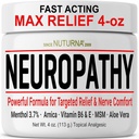 Neuropathy Nerve Relief Cream - Fast Acting Max Relief for Feet Hands Legs Toes Back - Ultra Strength Menthol Arnica Aloe Vera MSM, Soothing Natural Nerve Comfort Relief, Paraben-Free 4 Oz