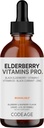 Kodage Elderberry Vitamins Pro - Organik Siyah Yaşlı Sıvı Ölçeği - C, D3, çinko, Black Currant - 2Month Supply - Black Sambucus Sıvı - Yetişkinler ve Çocuklar için Tamam - 4 fl oz