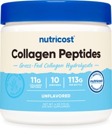 Nutricost Collagen Peptides σε σκόνη 4 oz (Άγευστη) τύπου I, τύπου III Collagen - Grass-Fed, χωρίς γλουτένη και μη ΓΤΟ