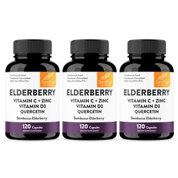 Η βιταμίνη C και ψευδάργυρος Elderberry του Sandhu με βιταμίνη D3 & Quercetin 