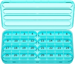 Zoksi Monthly Pill Organizer 1 Times a Day, 30 Day Pill Box Organizer, One Month Pill Case for Travel, 31 Day Daily Medcine Container for Vitamins, Supplement & Medication (Cyan)