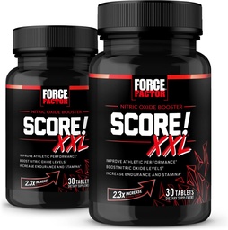 FORCE FACTOR Βαθμός! XXL, 2-Pack, Nitric Oxide Booster συμπλήρωμα για τους άνδρες με L-Citrulline, Black Maca, & Tribulus για τη βελτίωση της αθλητικής απόδοσης, αύξηση Stamina, & υποστήριξη ροής αίματος, 60 δισκία