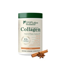 Μεγάλες Λίμνες Wellness Collagen Peptides Σκόνη για το δέρμα, τα μαλλιά, τα νύχια, τις αρθρώσεις & την πέψη - Chai Flavored - Quick Dissolve Hydrolyzed, Non-GMO, Kosher - 10 oz