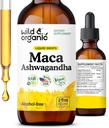 Wild & Organic Maca Ashwagandha Erkekler ve Kadınlar için Bırakıyor - Peruvian Maca Root ve Ashwagandha Tincture for General Support - Vegan, Sugar & Alkol Ücretsiz Ekstraksiyon Tamam - 2 fl ozzz