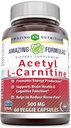 Amazing Formulas Acetyl L-Carnitine Hcl Veggie Diyeter Supplement - 500 Mg, Veggie Capsules (Non GMO,Gluten Free) Per Şişe - Enerji Üretimi ve Bilişsel Fonksiyonlu (60 Kont)