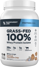 Διαφανές εργαστήριο Grass-Fed Whey Protein Isolate - Φυσικά αρωματισμένη, χωρίς γλουτένη σκόνη πρωτεΐνης Whey με 28g πρωτεΐνης ανά σερβίρισμα & 9 Αμινοξέα - 30 σερβίτσια, σοκολάτα βρώμης Cookie