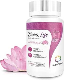 NutraBlast Boric Acid Κολπικά Υποθετικά - 100% Αγνή Κατασκευασμένη στις ΗΠΑ - Boric Life Intimate Health Support (30 Count)