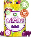 NUTRAMIN Ενέργεια ενίσχυση Βιταμίνη Gummy - Skip The Coffee & Boost Your Energy, Caffeine-free, Sugar-free, Vegan, B12, Πράσινο τσάι, Ashwagandha, Garcinia Cambogia, Raspberry Adaptogen - 90 ct