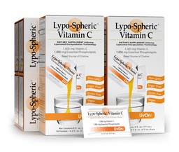LivOn Laboratories Lypo–Spheric Vitamin C – 6 Cartons (180 Packets) – 1, 000 mg Βιταμίνη C & 1, 000 mg Απαραίτητα Φωσφολιπίδια Per Packet – Liposome Encapsuled for βελτιωμένη απορρόφηση – 100% Μη ΓΤΟ